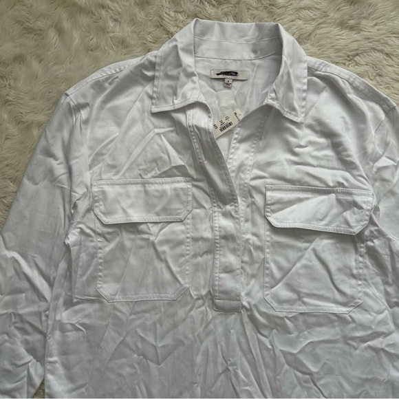 Madewell Top Utility Long-Sleeve Popover Shirt Pockets White S NWT New - Picture 6 of 12